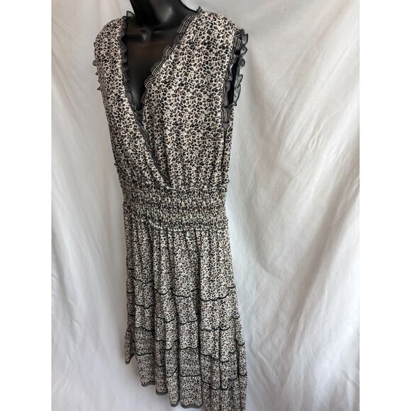 Liz Jordan Midi Dress Size 18 Tiered Animal Print Leopard Cheetah 90s Romantic - Picture 3 of 10